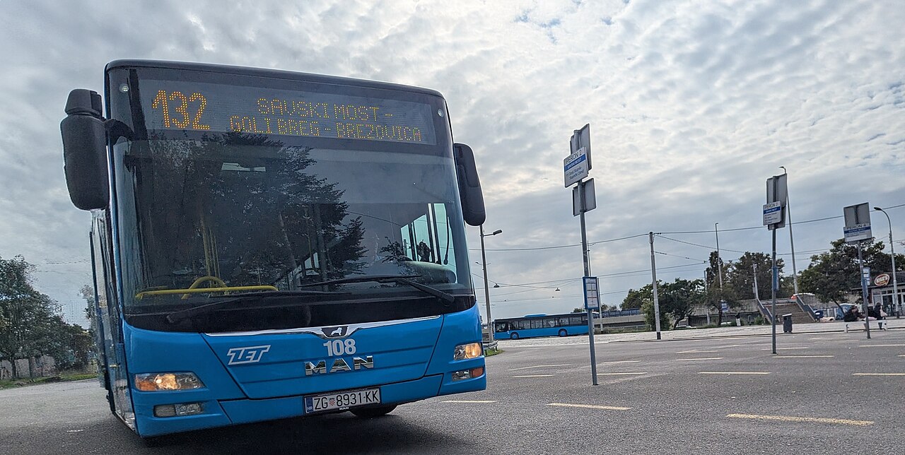 ZET bus on line 132 at Savski most in Zagreb
