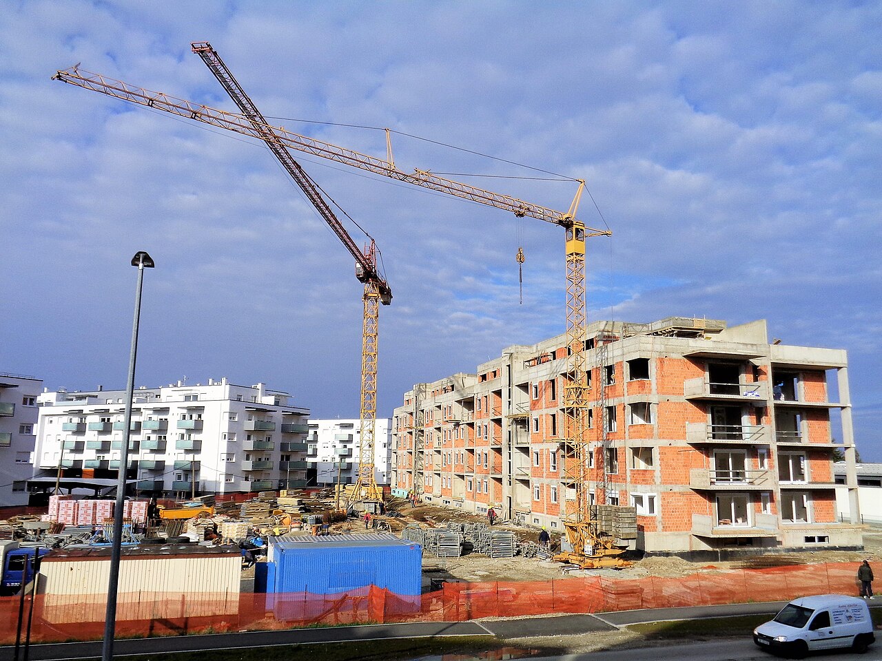 Cranes at a building construction site in Čakovec, Croatia