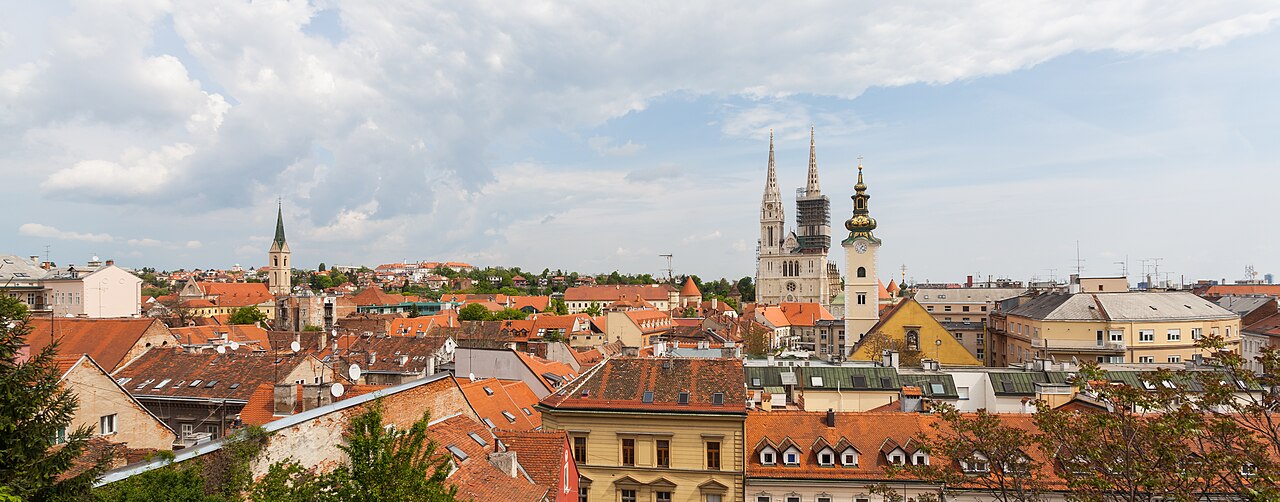 Panoramic view across Zagreb rooftops